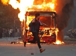 Caa Protests Burning Bus