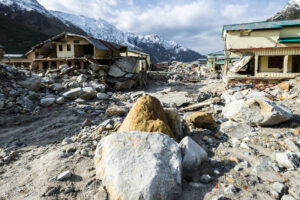The small town around Kedarnath Temple got totally destroyed by the 2013 flood, only ruins are left