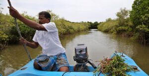man on river