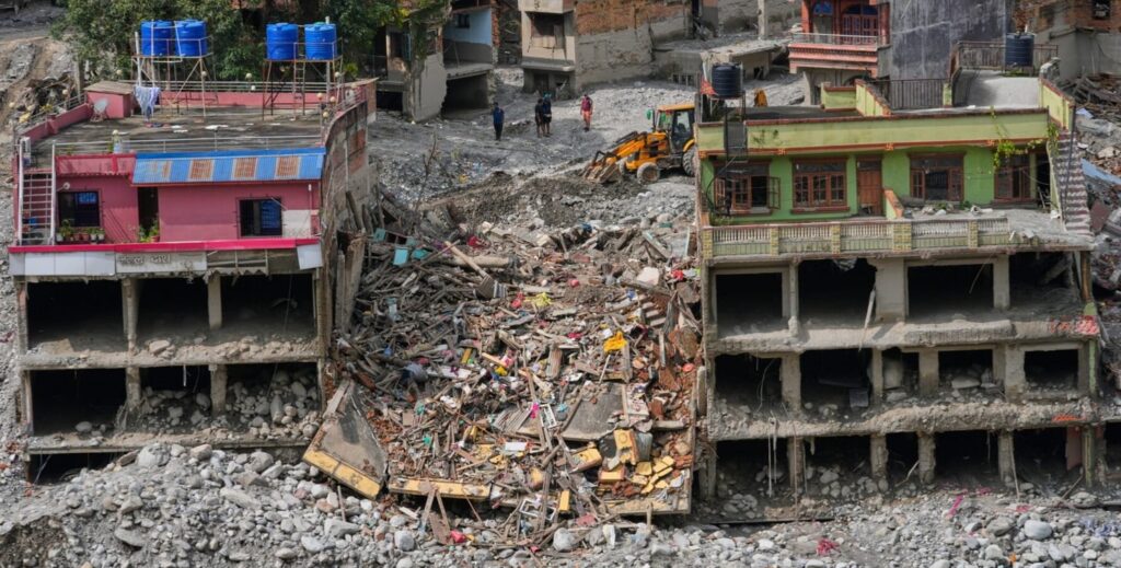 Nepal flood buildings