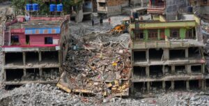 Nepal flood buildings